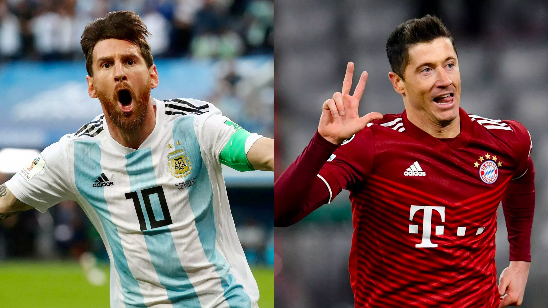 Os atacantes Lionel Messi, da Argentina, e Robert Lewandowski, da Polônia