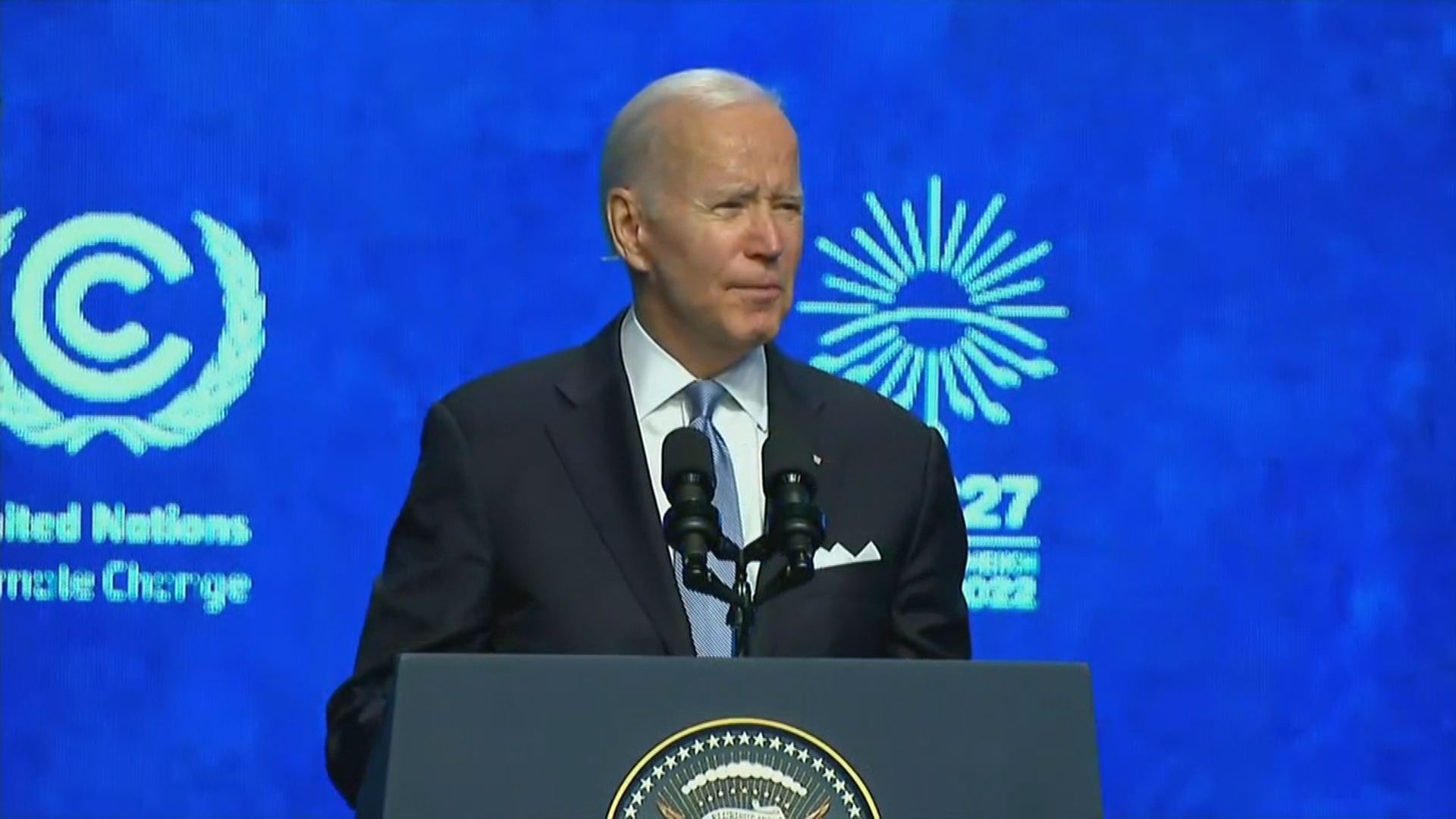 O presidente dos Estados Unidos, Joe Biden, em discurso na COP27
