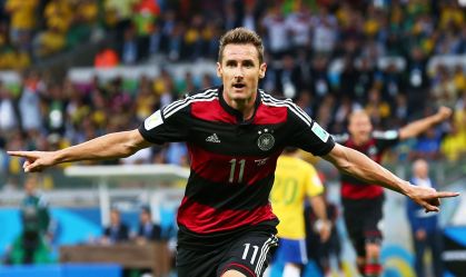 Miroslav Klose é o jogador com mais gols em Copas do Mundo até hoje, com 16 gols marcados pela seleção da Alemanha