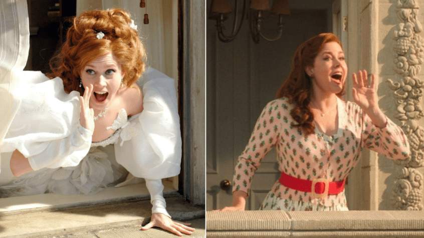 Amy Adams como princesa Giselle em "Encantada" (2007) e "Desencantada" (2022) / Montagem CNN / Divulgação/Disney