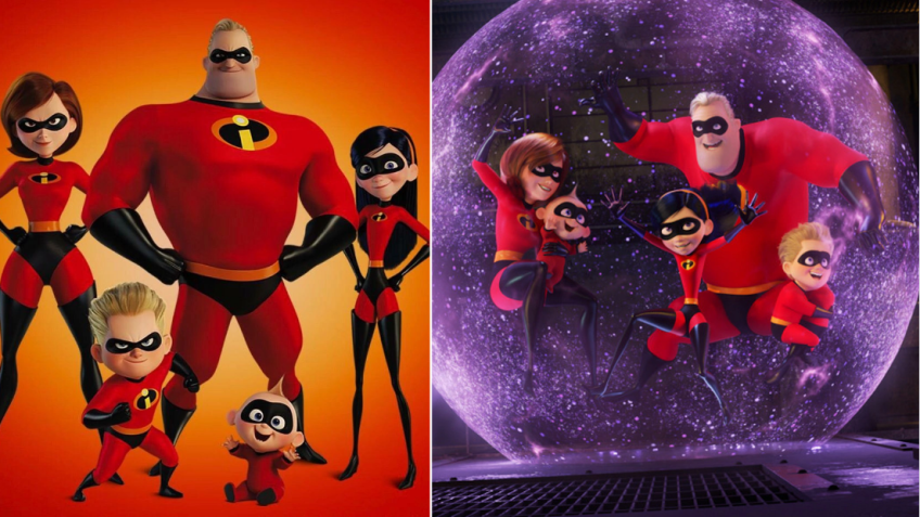 "Os Incríveis" (2004) e "Os Incríveis" (2017) / Montagem CNN / Divulgação/Disney