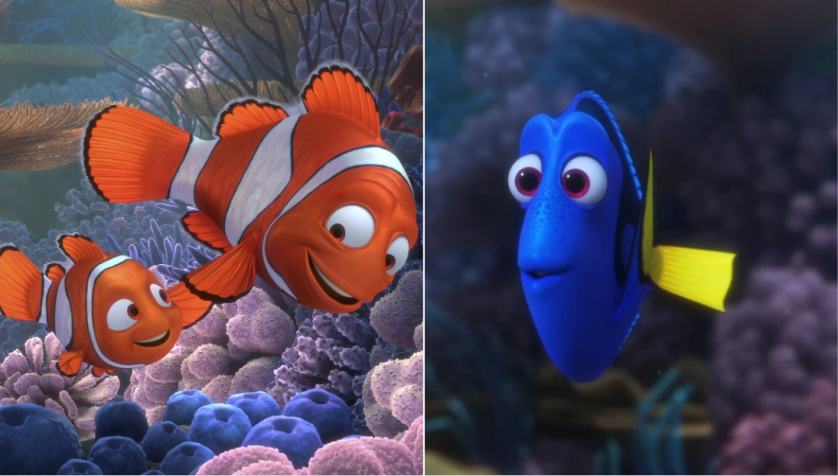 "Procurando Nemo" (2004) e "Procurando Dory" (2016) / Montagem CNN / Divulgação/Disney