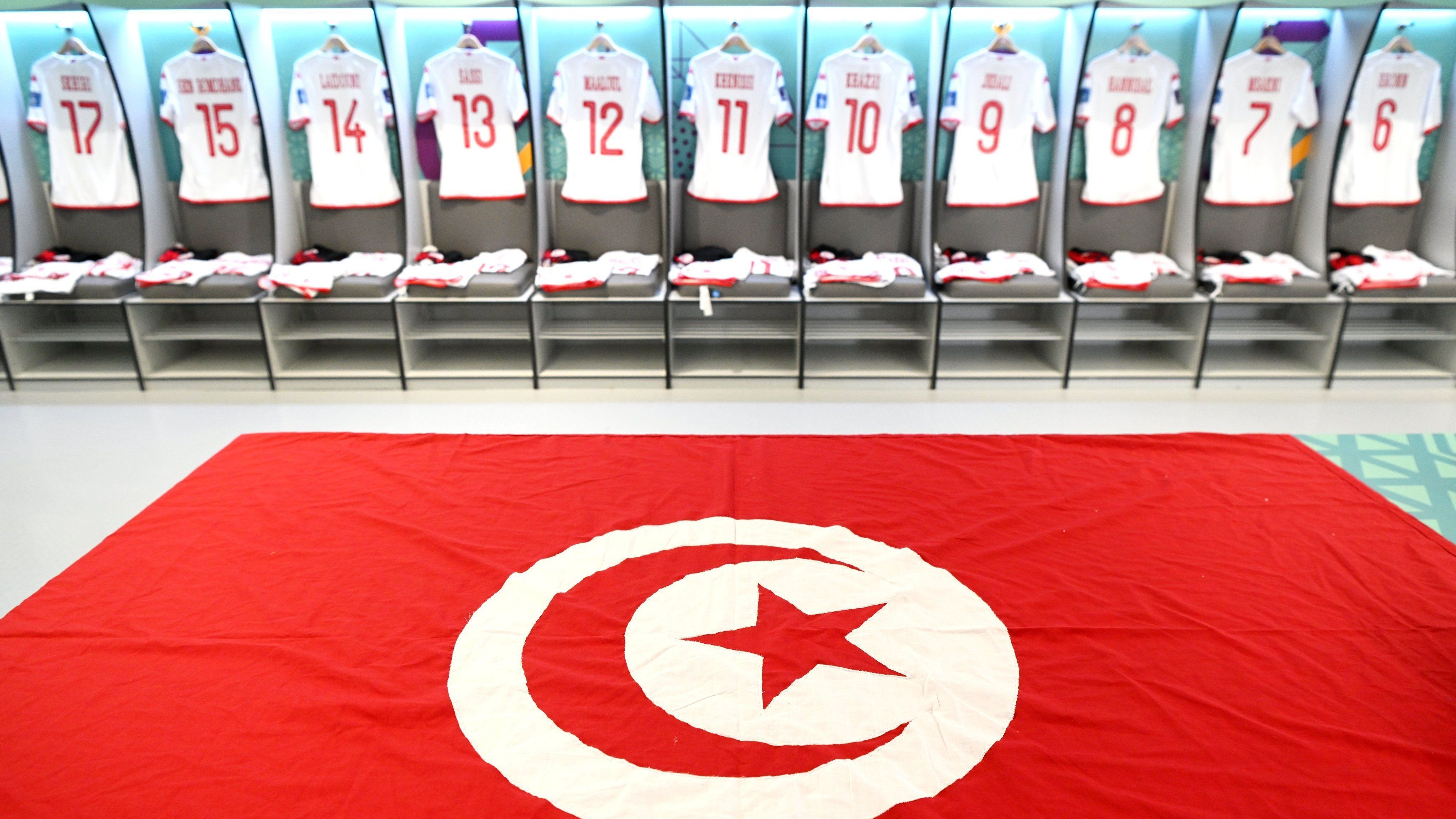 Vestiário da Tunísia na partida contra a França pela Copa do Mundo