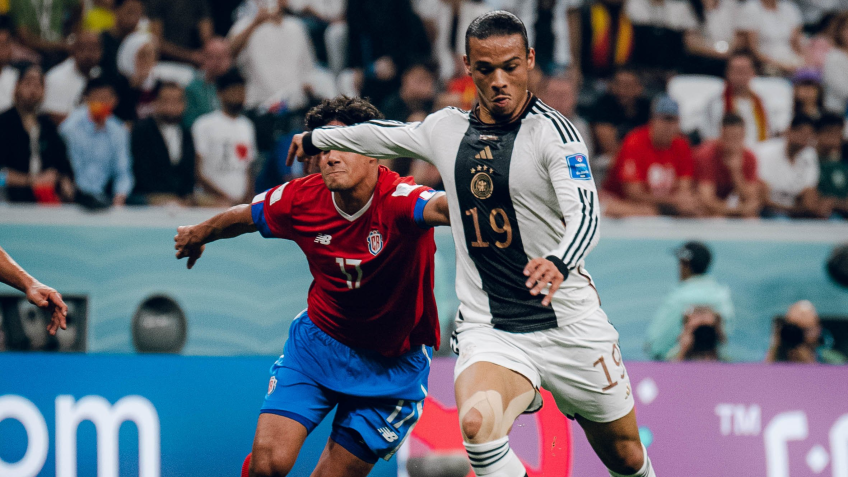 Leroy Sané, da Alemanha, em partida contra a Costa Rica em partida válida pela Copa do Mundo do Catar • Reprodução/Twitter