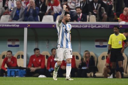 Messi durante partida contra a Croácia, pela semifinal da Copa de 2022