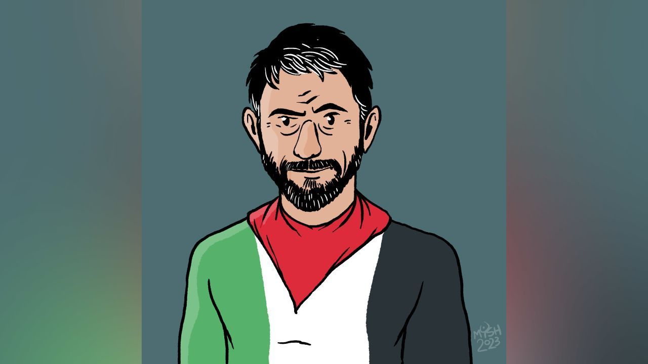 Autorretrato de Mysh, que criou uma série de ilustrações protestando contra a decisão do governo israelense de proibir o uso da bandeira palestina em espaços públicos / Mysh / Divulgação