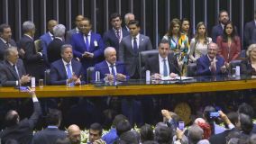 Mesa da cerimônia de posse de Luiz Inácio Lula da Silva (PT) como presidente da República