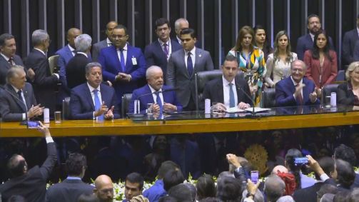 Mesa da cerimônia de posse de Luiz Inácio Lula da Silva (PT) como presidente da República