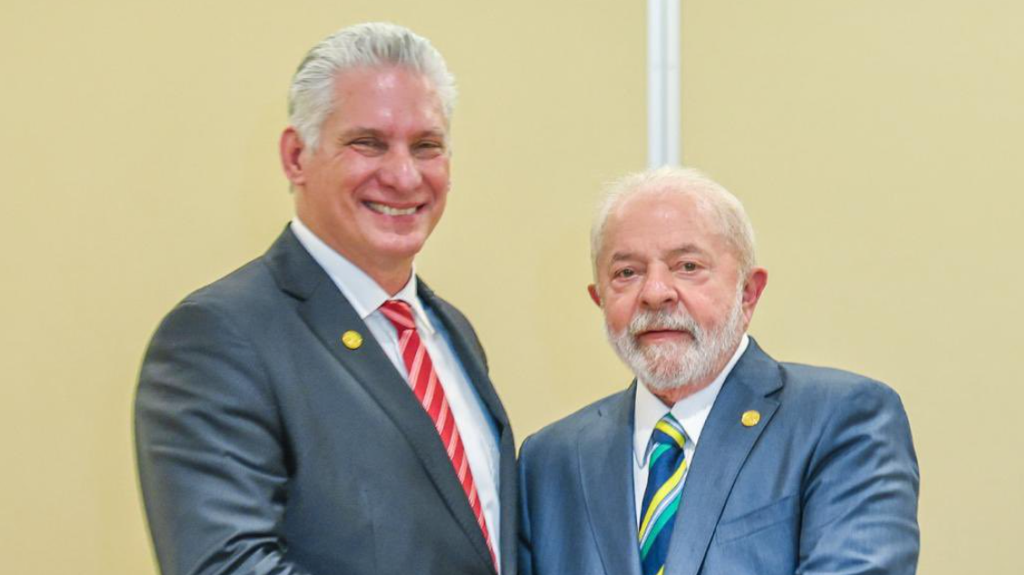 Lula em encontro com o presidente de Cuba, Miguel Díaz-Canel