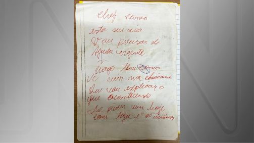 Bilhete feito para atrair Elizamar da Silva para local da chacina no DF