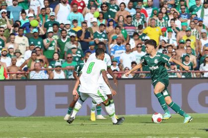 Lance durante a partida entre Palmeiras e América MG, válida pela Copa São Paulo de Futebol Júnior de 2023 (Copinha), no Estádio Canindé em São Paulo (SP)