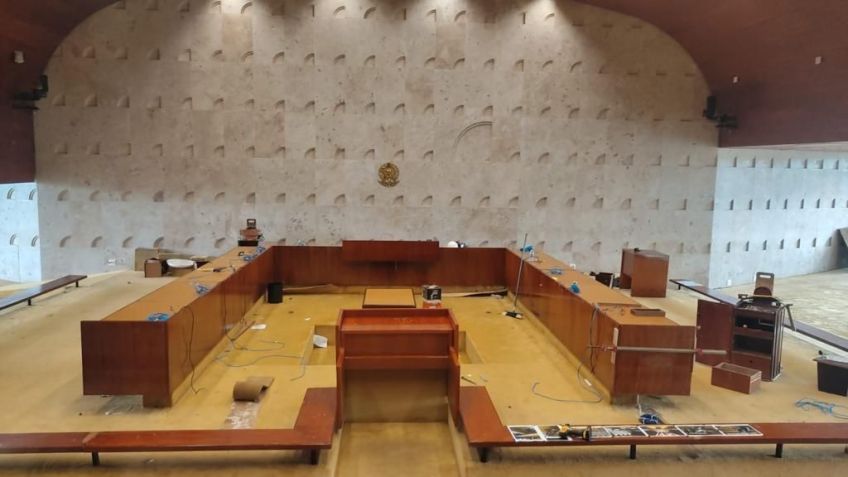 Plenário do STF reconstituído após ataque / Reprodução / STF