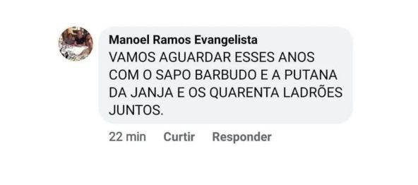 Comentário publicado por Manoel Ramos Evangelista / Reprodução/Redes sociais