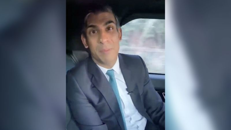 Primeiro-ministro britânico, Rishi Sunak, aparece sem o cinto de segurança em carro em movimento em registro de vídeo postado por ele em rede social em 19/01/2023