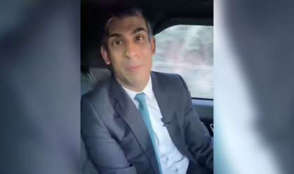 Primeiro-ministro britânico, Rishi Sunak, aparece sem o cinto de segurança em carro em movimento em registro de vídeo postado por ele em rede social em 19/01/2023