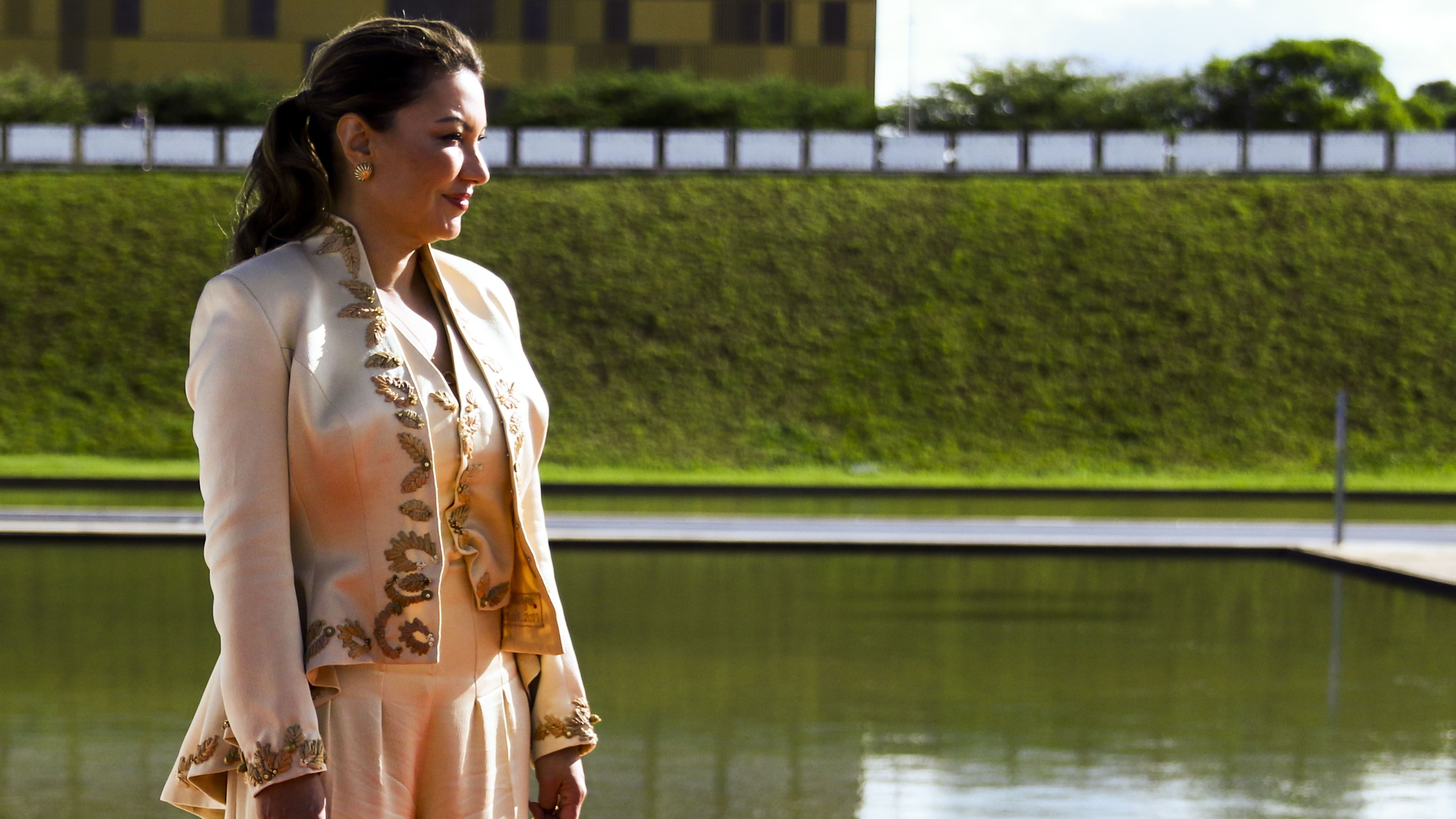 A primeira-dama da República do Brasil, Rosângela Lula da Silva (Janja), durante a cerimônia de posse/ Luiz Inácio Lula da Silva, no Palácio do Congresso Nacional