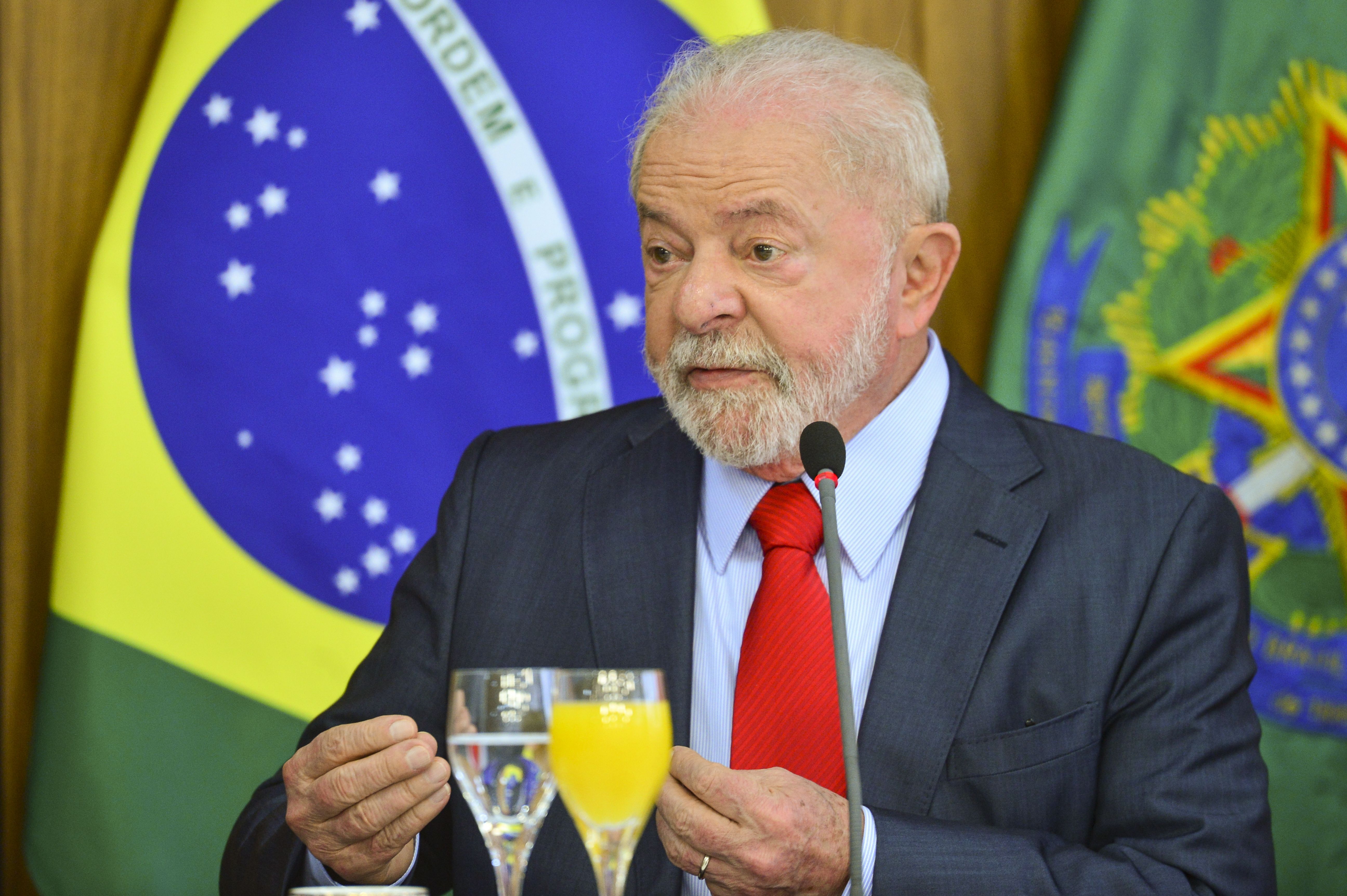 O presidente Luiz Inácio Lula da Silva durante café da manhã com jornalistas setoristas, no Palácio do Planalto.