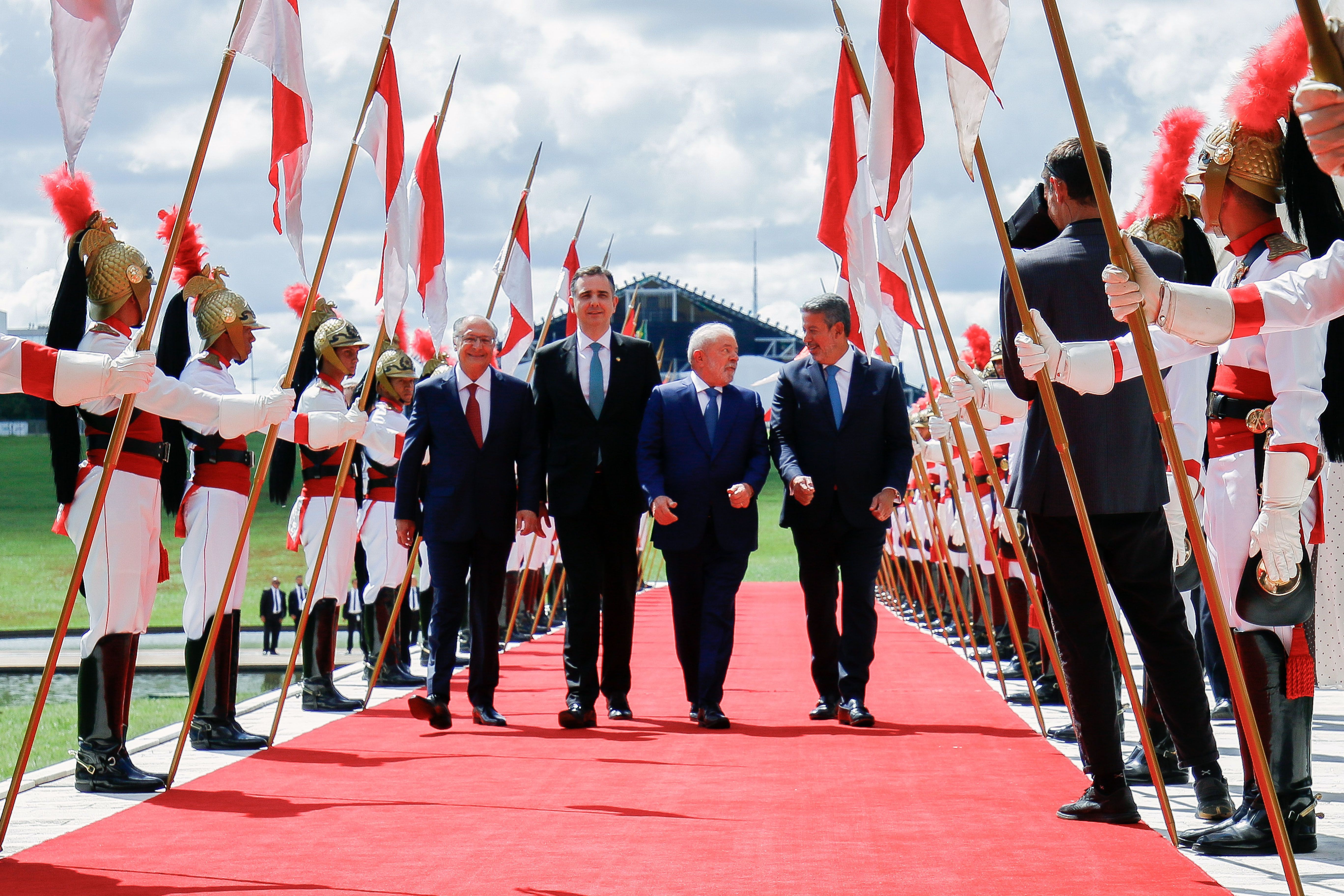 Chegada do presidente, Luiz Inácio Lula da Silva, para a cerimônia de posse com Geraldo Alckmin, Rodrigo Pacheco e Arthur Lira