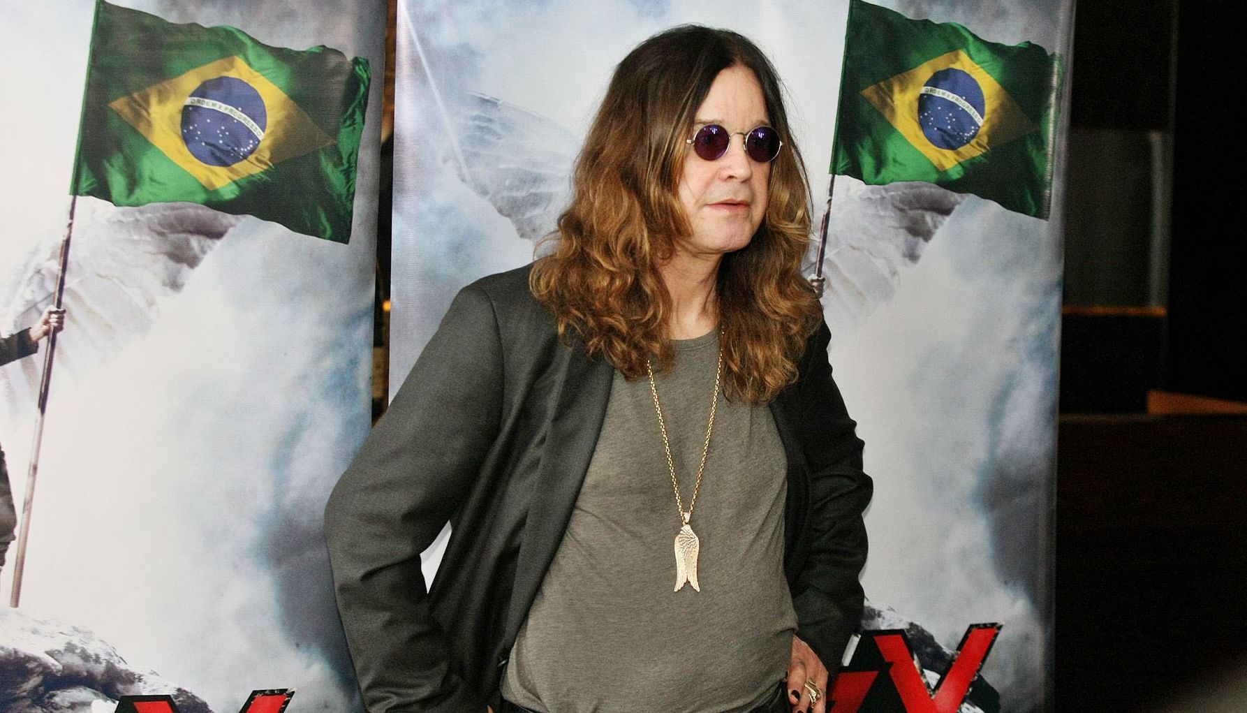 Ozzy Osbourne durante sessão de fotos antes da coletiva de imprensa no Hotel Tívolli, em São Paulo.