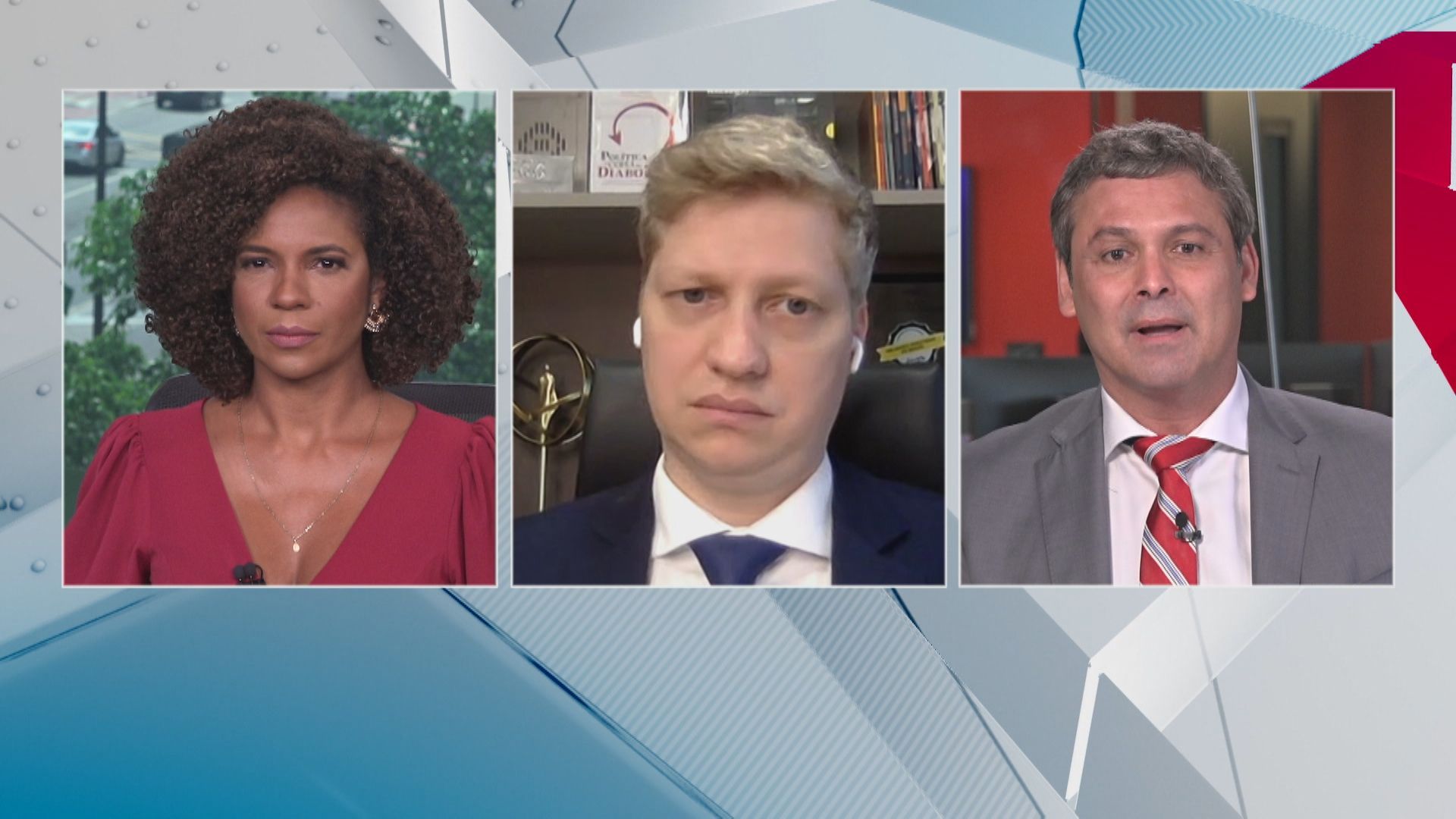 Deputados federais Marcel van Hattem (Novo-RS) e Lindbergh Farias (PT-RJ) em participação no quadro Painel CNN