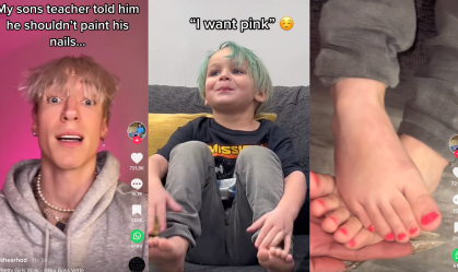 Pai leva filho para pintar as unhas após professora dizer que isso é "só para garotas"