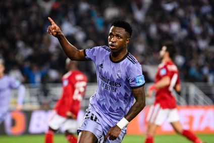 Vinícius Júnior comemora gol diante do Al-Ahly, pelo Mundial de Clubes de 2023