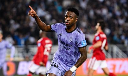 Vinícius Júnior comemora gol diante do Al-Ahly, pelo Mundial de Clubes de 2023