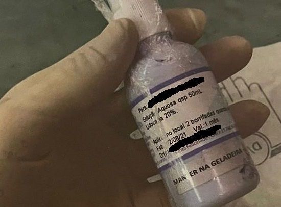 Anestésico tinha a prescrição de uma médica veterinária em seu frasco. / Reprodução/ Polícia Civil