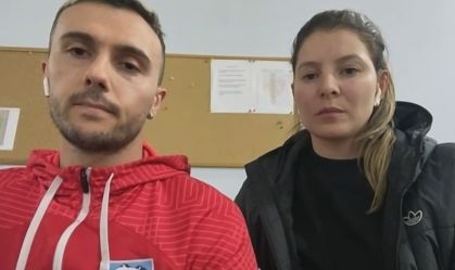 O jogador do Kayserispor, Gustavo Campanharo, e sua esposa Bárbara Veber