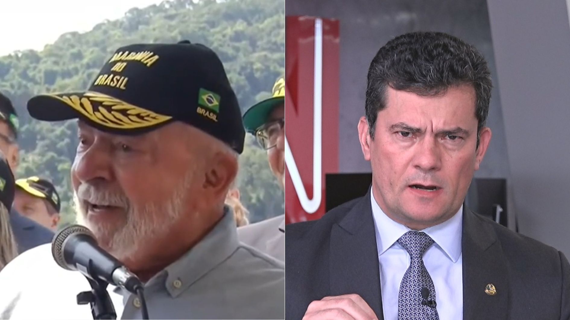 Presidente Luiz Inácio Lula da Silva (PT) e o senador Sergio Moro (União Brasil-PR)