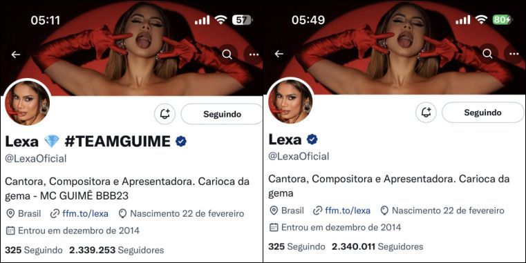 Lexa, esposa de MC Guimê, acompanhou o programa e, no Twitter, retirou a menção em apoio ao cantor. / Reprodução