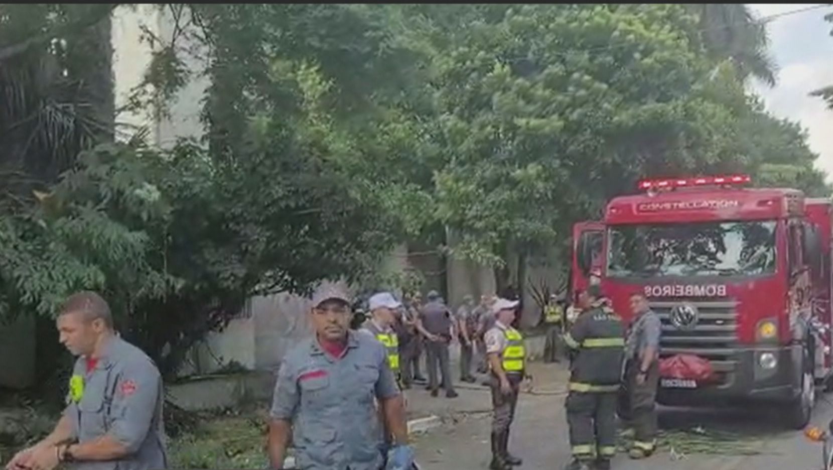 Área onde helicóptero caiu em São Paulo, no bairro da Barra Funda