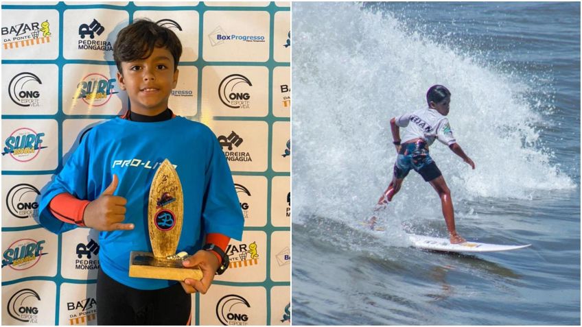 Bernardo tem o sonho de ser surfista / Reprodução