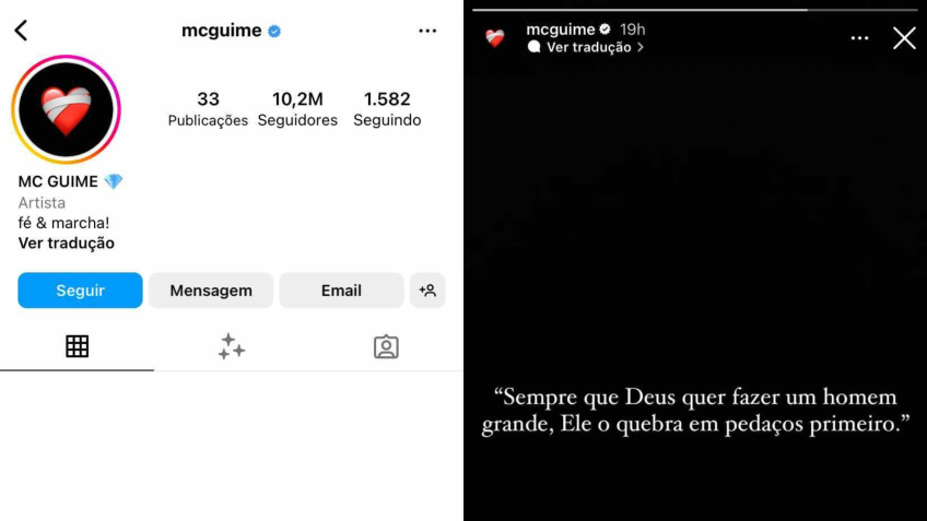 Conta do Instagram de MC Guimê / Reprodução