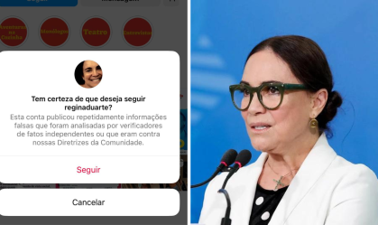 Instagram alerta futuros seguidores de Regina Duarte sobre desinformação