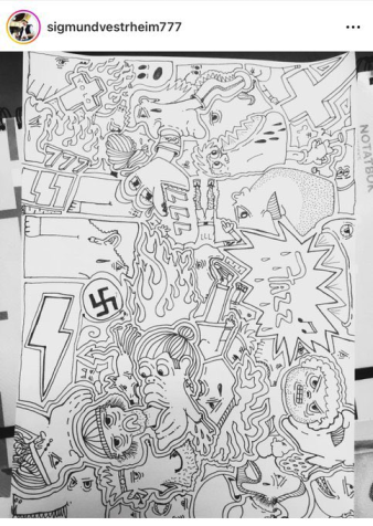 Publicação antiga do baterista Sigmund Vestrheim no Instagram mostrava desenho de suástica / Reprodução