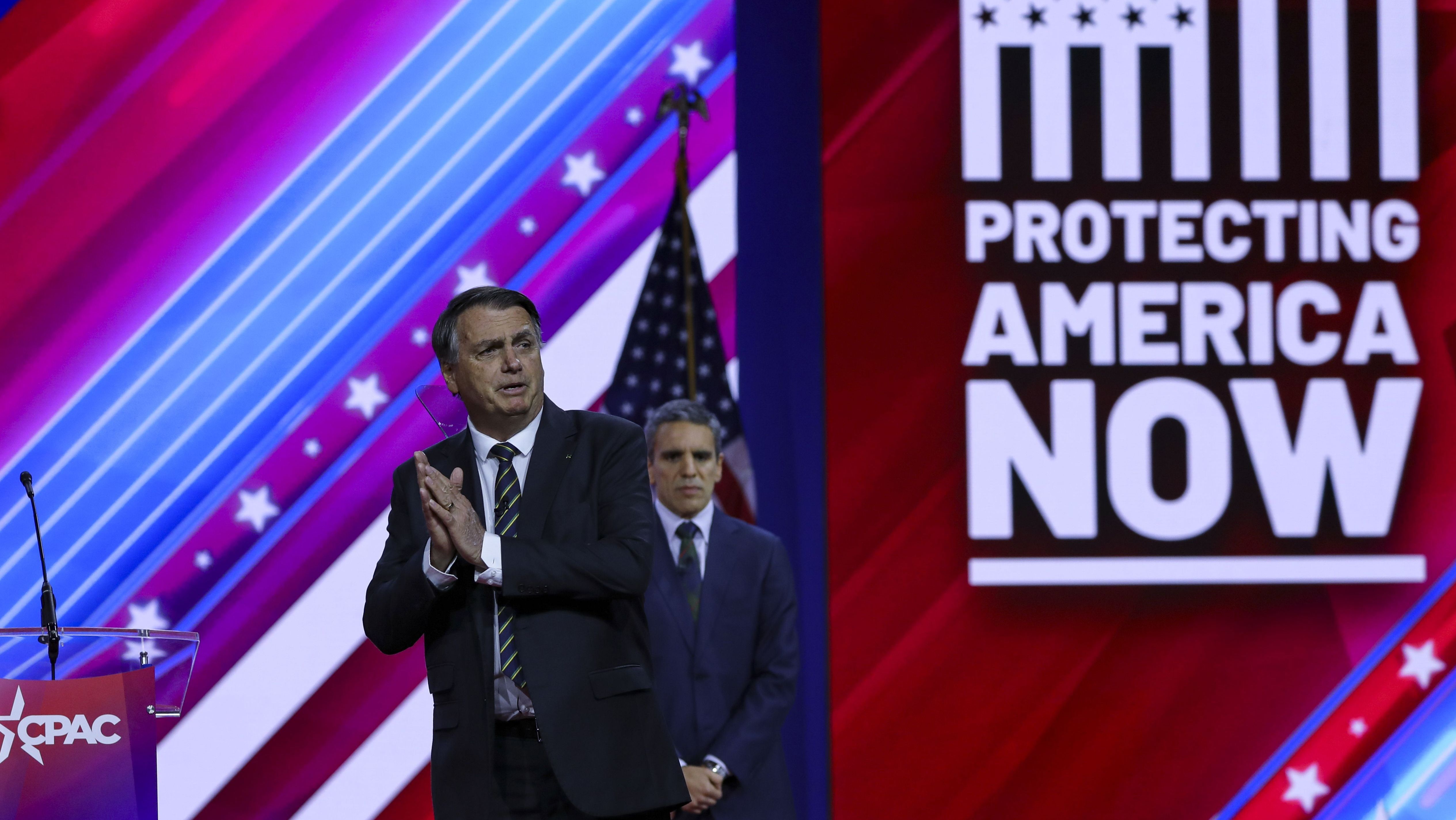 O ex-presidente Jair Bolsonaro (PL) durante evento nos Estados Unidos
