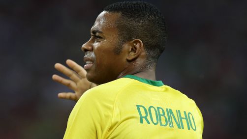 Robinho durante jogo pela Seleção Brasileira