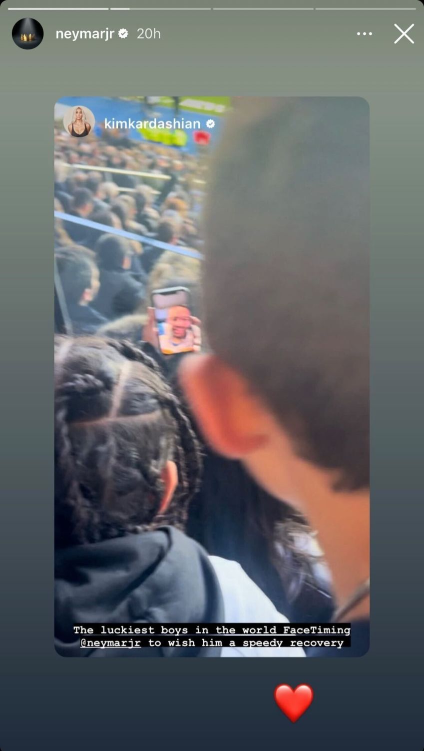 Neymar faz chamada de vídeo com Kim Kardashian. Foto: Reprodução/Redes Sociais