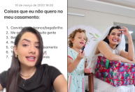 Sem drinques ou champanhe? Influenciadora divulga regras para casamento e causa polêmica nas redes