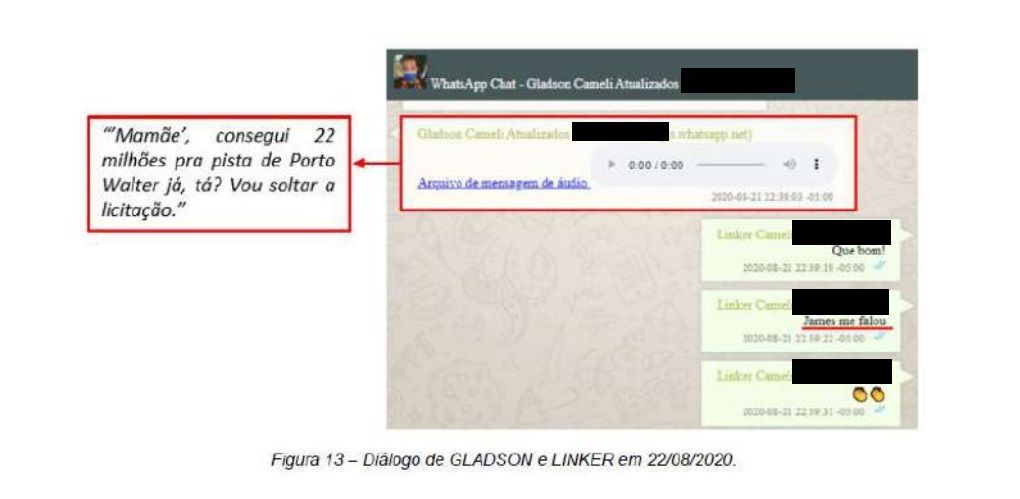 Diálogo de Gladson e Linker em 22/08/2020 / Reprodução