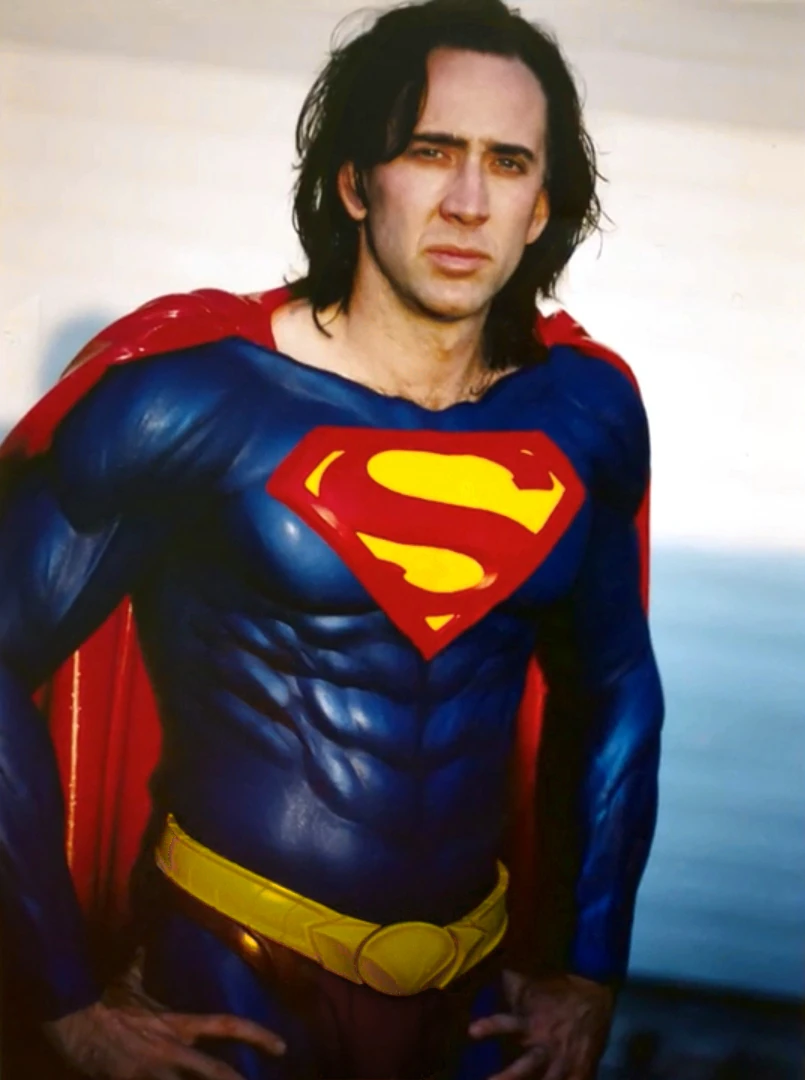 Nicolas Cage nos bastidores de "Superman Lives" / Reprodução