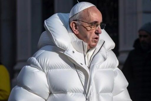 Papa Francisco não usou casaco no estilo puffer; imagem foi feita por IA /Reprodução/Reddit