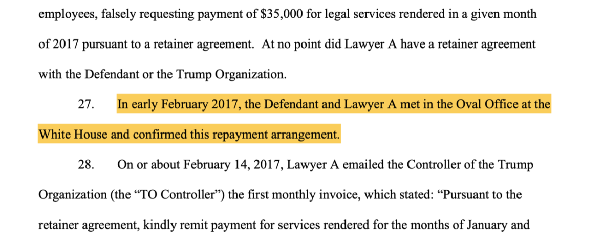 Trechos da acusação e a declaração dos fatos contra Donald Trump / Divulgação