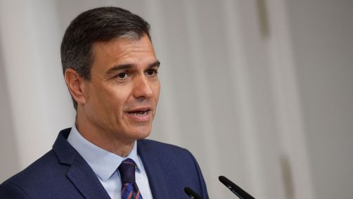 Primeiro-ministro da Espanha, Pedro Sánchez, durante entrevista coletiva em Madri