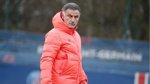 Christophe Galtier comandando treino no PSG.