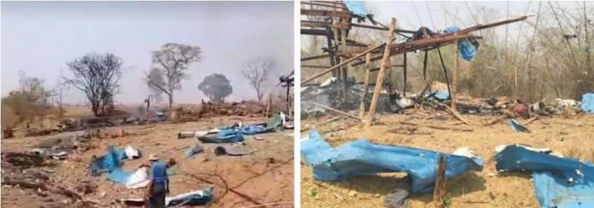 Imagens mostram vila destruída, supostamente após ataque aéreo / Imagens divulgadas pelo Governo de Unidade Nacional