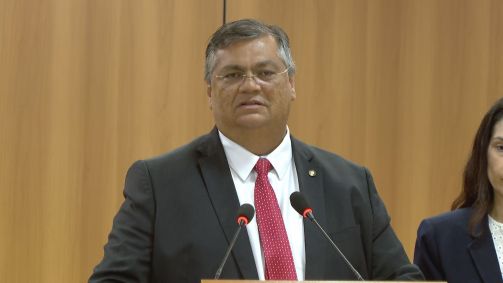 Ministro da Justiça, Flávio Dino, em entrevista coletiva