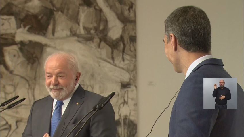 Lula discursa em evento com o premiê da Espanha, Pedro Sanchez / Reprodução CNN