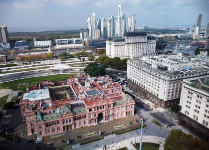 Vista aérea da Casa Rosada, o palácio presidencial da Argentina, em Buenos Aires
